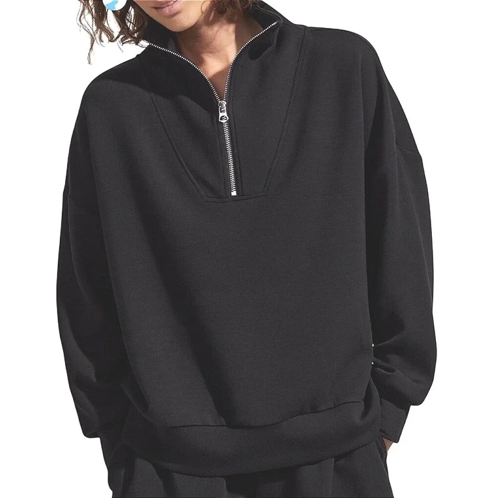 Varley Hawley DoubleSoft Half Zip Pullover Sweatshirt Black XL - Picture 3 of 11